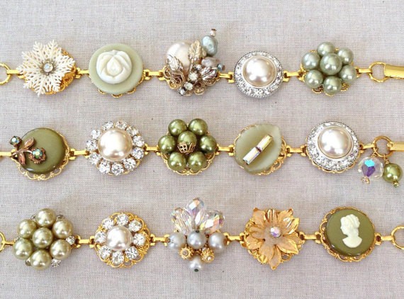sage bracelets by chicmaddiesboutique | via Sage Wedding Ideas from https://emmalinebride.com/color/sage-green-wedding-ideas/
