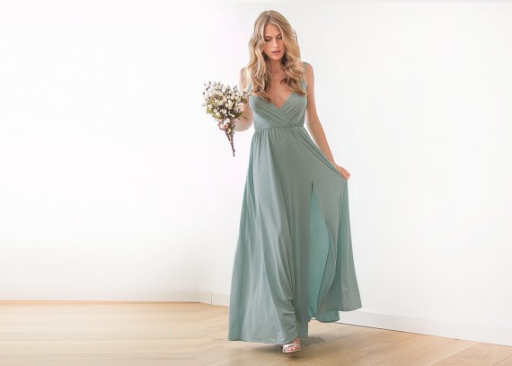 sage bridesmiad dress by blushfashion