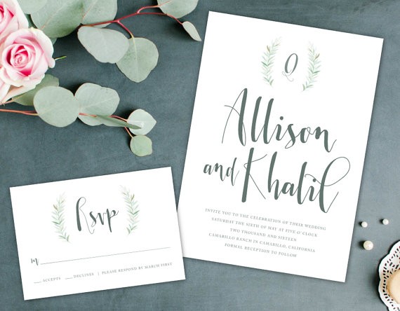 sage green wedding invitations by AlexaNelsonPrints | via Sage Wedding Ideas from https://emmalinebride.com/color/sage-green-wedding-ideas/