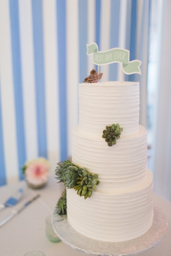 sage wedding cake with succulents and best day ever topper | via Sage Wedding Ideas from https://emmalinebride.com/color/sage-green-wedding-ideas/