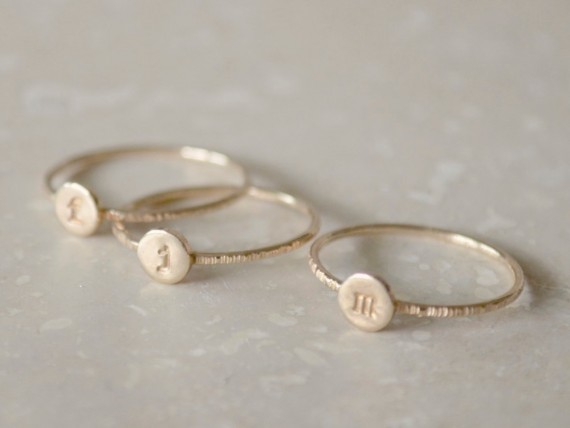 Stacking initial rings by fruitionjewelry