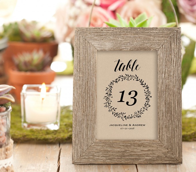 wreath printable rustic table number ideas by MintyPaperieShop