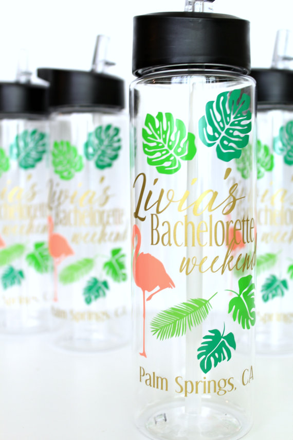Water Bottles by Lucy Fifty Three | via Palm Tree Bachelorette Party Ideas http://bit.ly/2db3WOL