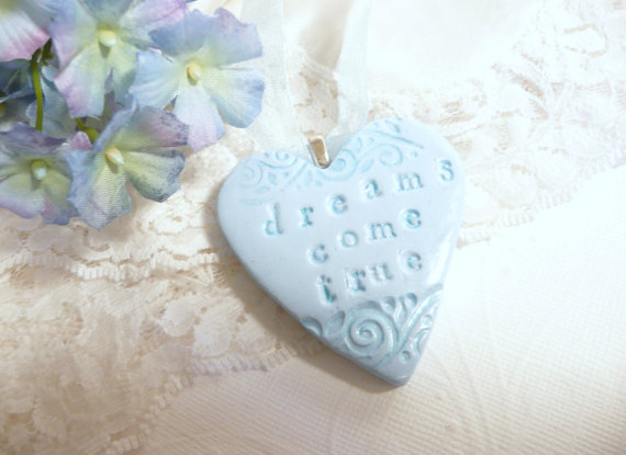 Heart Bouquet Charm with Something Blue | by Artsy Clay | http://etsy.me/2cVoPgG | https://emmalinebride.com/2016-giveaway/heart-bouquet-charm/