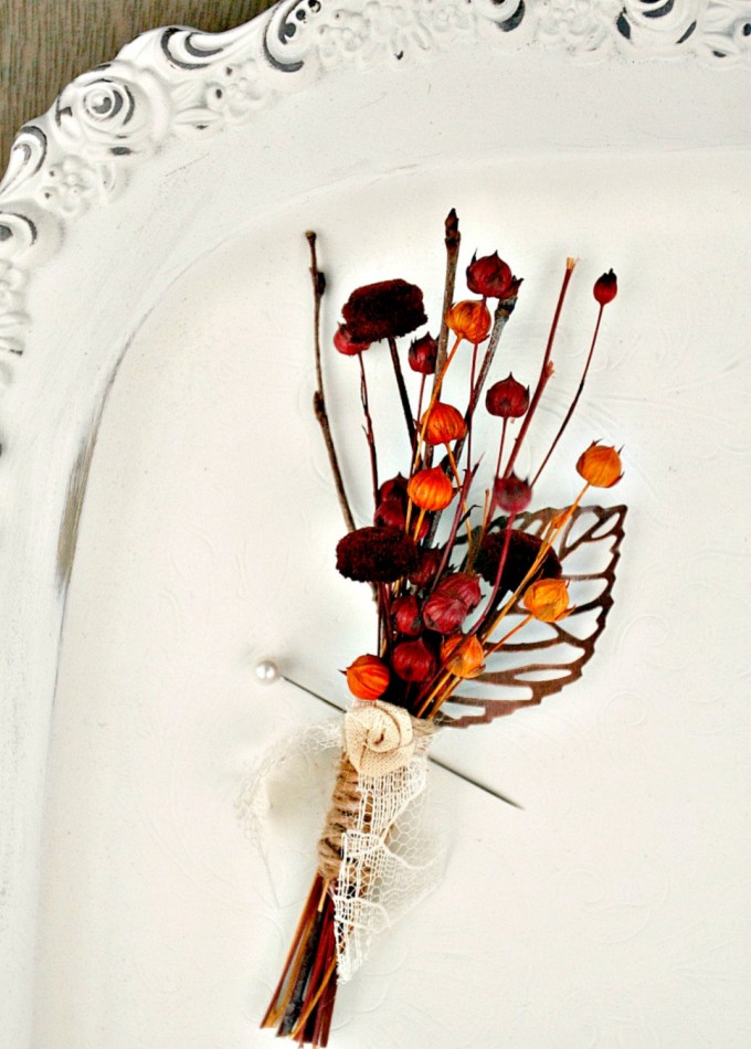 dried flower boutonniere for fall