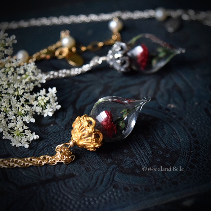 Beauty and the Beast Rose Necklace | https://emmalinebride.com/wedding/beauty-and-the-beast-rose-necklace