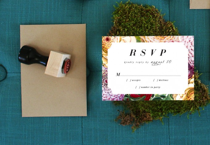 Invite by Citrus Press Co. | via How to Get Guests to RSVP to your Wedding | https://emmalinebride.com/etiquette/how-to-get-guests-to-rsvp/