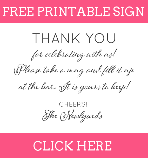 FREE Printable Thank You for Celebrating With Us Favors Sign for Copper Mug Favors - How to DIY: https://emmalinebride.com/favors/copper-mug-wedding-favors/
