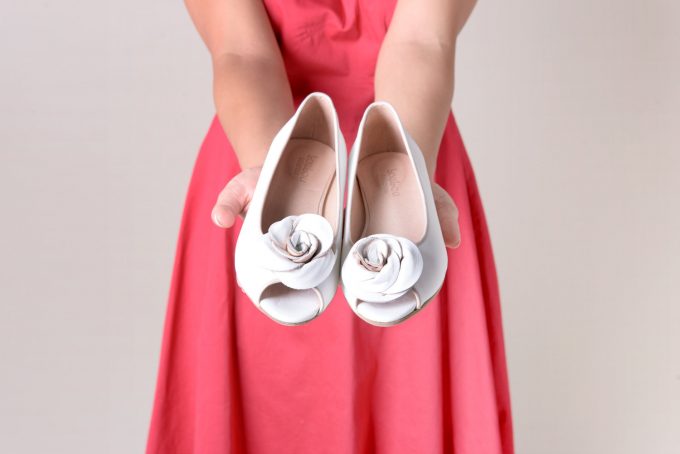 Bridal Flats with Rose Detail by Lou Lou Ballerina | 21 Wedding Flats That Will Look Beautiful for the Bride - https://emmalinebride.com/bride/wedding-flats-bride/