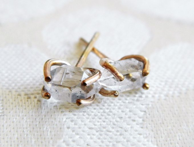 Herkimer diamond earrings your bridesmaids will love! By Gaia's Candy. via Emmaline Bride. https://emmalinebride.com/gifts/bridesmaids-herkimer-diamond-earrings/