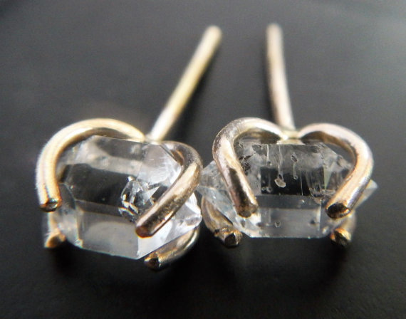 Herkimer diamond earrings your bridesmaids will love! By Gaia's Candy. via Emmaline Bride. http://emmalinebride.com/gifts/bridesmaids-herkimer-diamond-earrings/