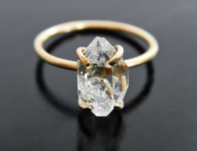 Etsy herkimer diamond engagement ring by Gaia's Candy | https://emmalinebride.com/jewelry/etsy-herkimer-diamond-engagement-ring