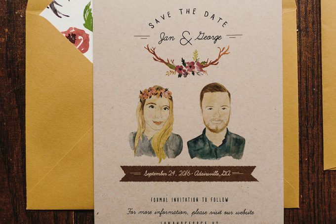 Illustrated Save the Date by Wide Eyes Paper Co.