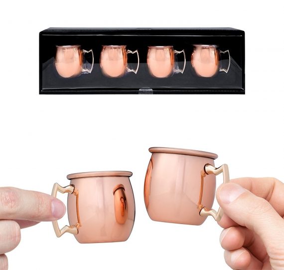 Mini Copper Mug Favors for Weddings - Shot Glass Size | How to DIY: https://emmalinebride.com/favors/copper-mug-wedding-favors/