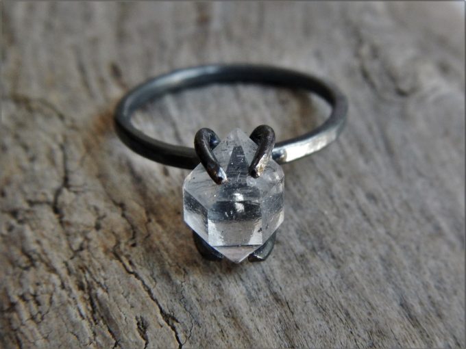 Etsy herkimer diamond engagement ring by Gaia's Candy | https://emmalinebride.com/jewelry/etsy-herkimer-diamond-engagement-ring