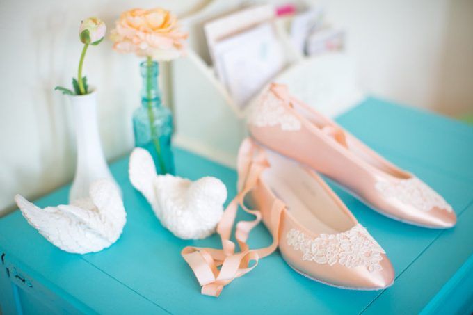 Pink Ballet Bridal Flats by Becca and Louise | 21 Wedding Flats That Will Look Beautiful for the Bride - https://emmalinebride.com/bride/wedding-flats-bride/