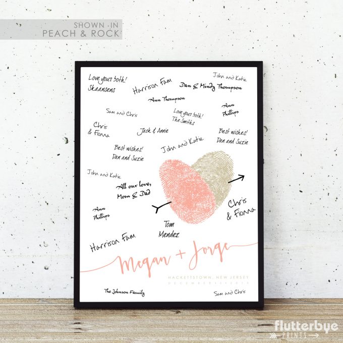 Thumbprint guest book made from your actual thumbprints! What a cool wedding idea! By Flutterbye Prints.