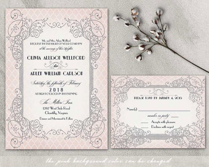 art noveau via free wedding invitations giveaway | https://emmalinebride.com/2017-giveaway/giveaway-win-free-wedding-invitations/