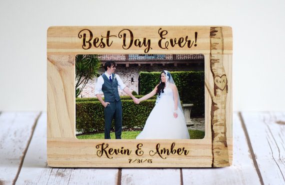 best day ever wedding photo frame by customwoodwonders