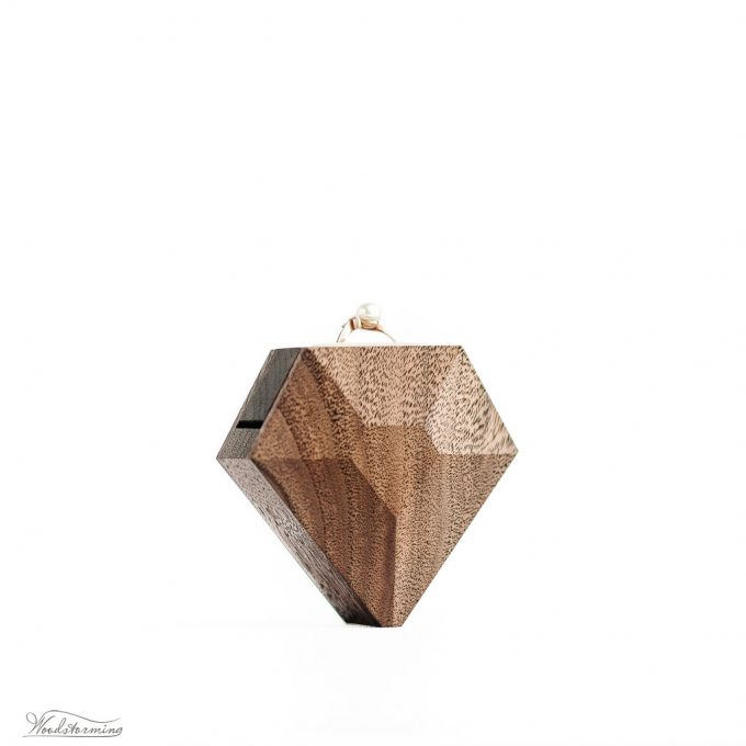 Diamond shaped ring box for engagement / proposal by Woodstorming |  https://emmalinebride.com/wedding/diamond-shaped-ring-box/