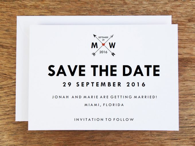 heart and arrow wedding save the date