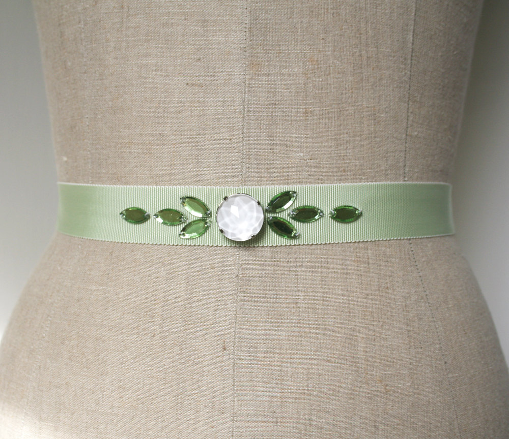 mint green sash | elegant bridal sashes by laura stark | https://emmalinebride.com/bride/elegant-bridal-sashes/