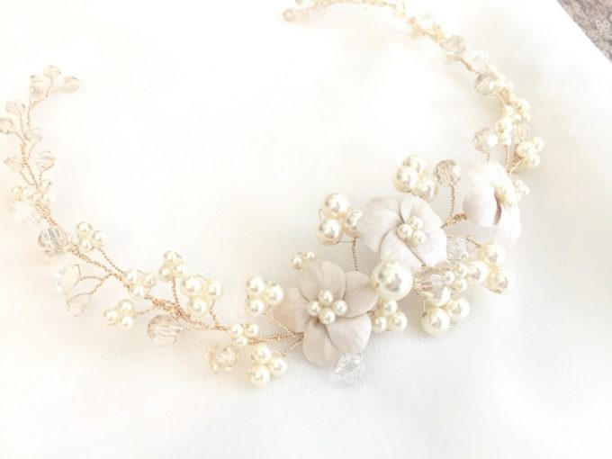 bridal hair vine with pearls by ali christine bridal