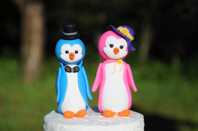 penguin wedding cake topper