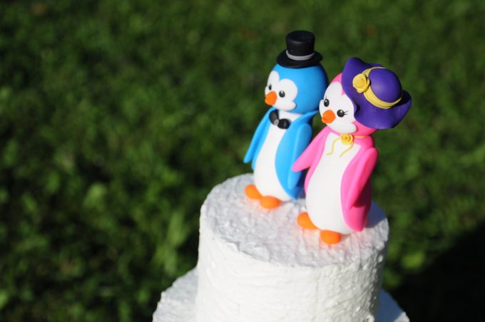 penguin wedding cake topper