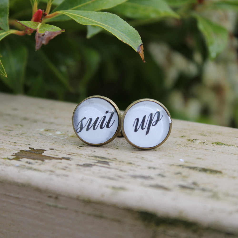 Suit Up Cufflinks for Groomsmen | by Over The Moon Bridal | via https://emmalinebride.com/wedding/suit-up-cuff-links/