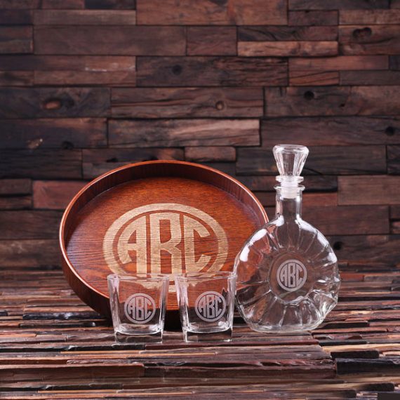 decanter for groomsman gift | decanter tray gift set / glasses / tray