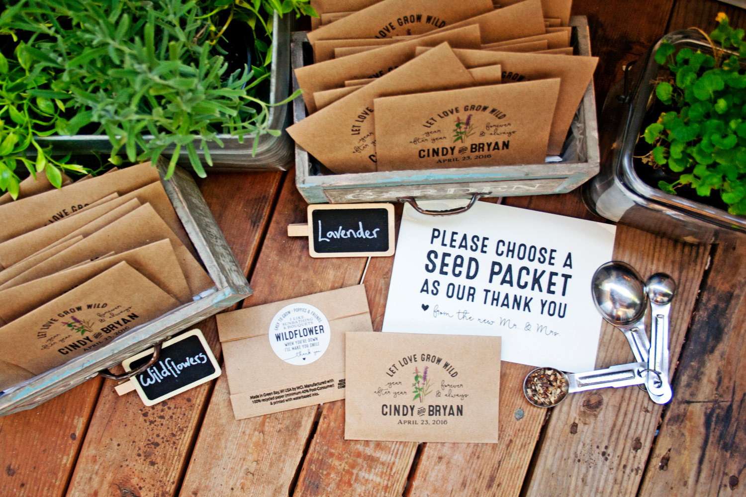 Where to Buy Seed Packet Favors for Weddings | by Mavora | via https://emmalinebride.com/favors/seed-packet-favors-for-weddings/