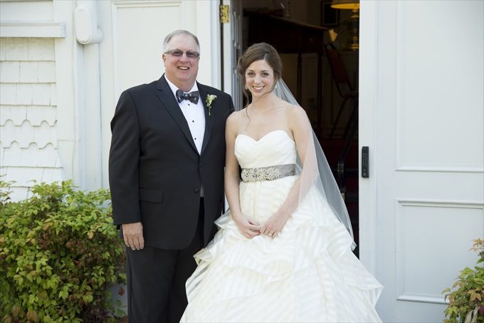 bride and father in this Crystal Coast Wedding | North Carolina wedding photographed by Ellen LeRoy Photography - https://emmalinebride.com/real-weddings/breathtaking-crystal-coast-wedding-mara-will-married/