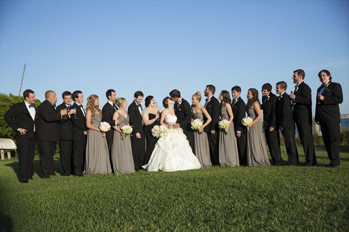 bridal party photograph in this Crystal Coast Wedding | North Carolina wedding photographed by Ellen LeRoy Photography - https://emmalinebride.com/real-weddings/breathtaking-crystal-coast-wedding-mara-will-married/