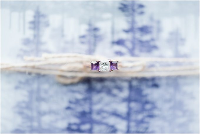 bride's wedding ring with purple stones in this Sedgefield Country Club wedding| Greensboro, North Carolina wedding photographed by Michelle Robinson Photography - https://emmalinebride.com/real-weddings/sedgefield-country-club-wedding/