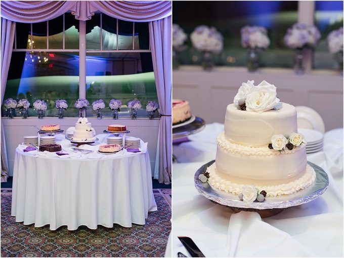 dessert table and wedding cake at this Sedgefield Country Club wedding| Greensboro, North Carolina winter wedding photographed by Michelle Robinson Photography - https://emmalinebride.com/real-weddings/sedgefield-country-club-wedding/