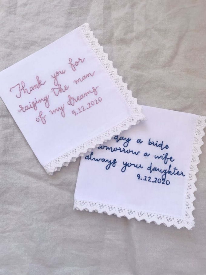 mother of the bride handkerchief from daughter