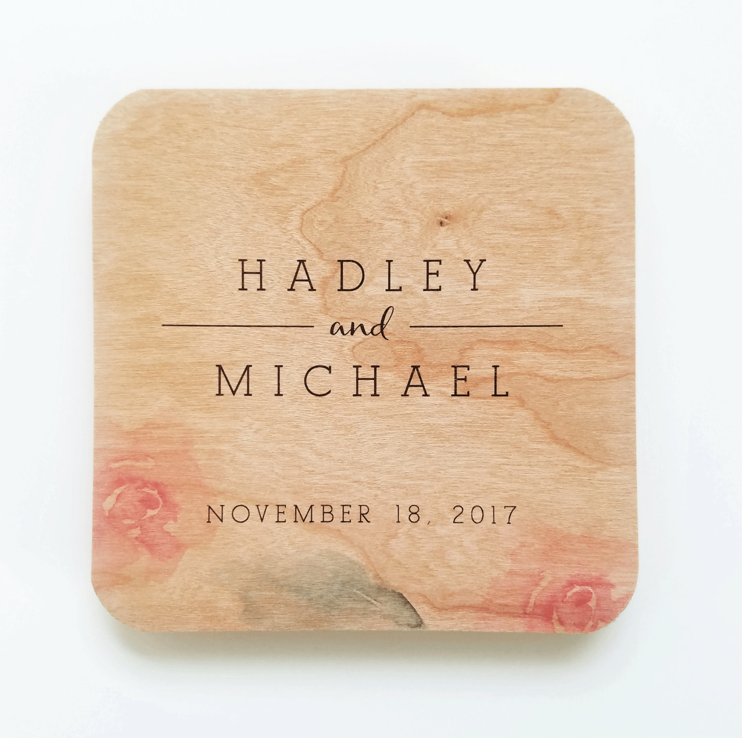 rose watercolor wedding invitations, coasters and more