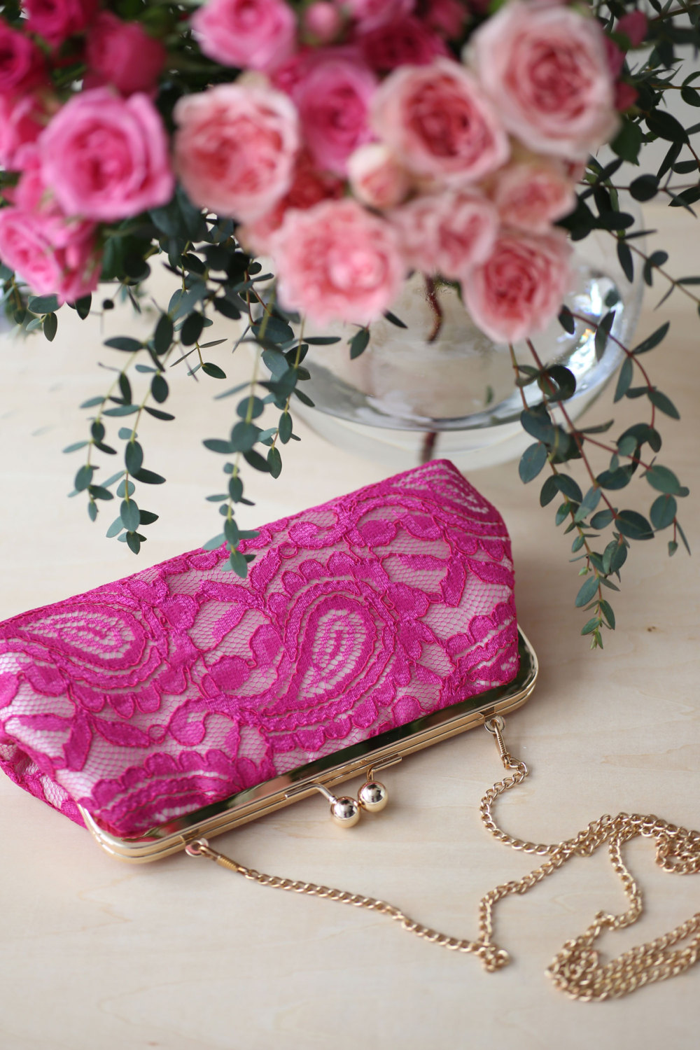 fuchsia clutch purse by ANGEE W.
