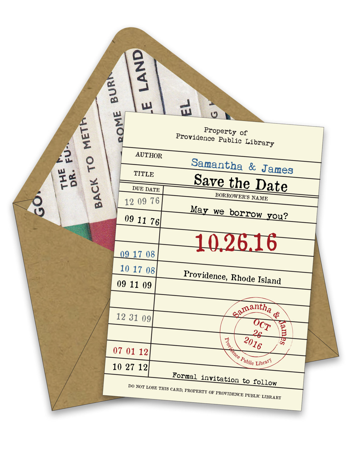 library card save the dates, custom map invitations, wedding invites and more from Foreword Press + Design