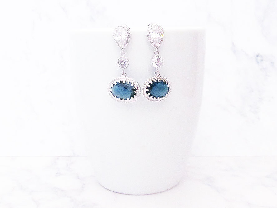 navy blue wedding earrings by twixt designs
