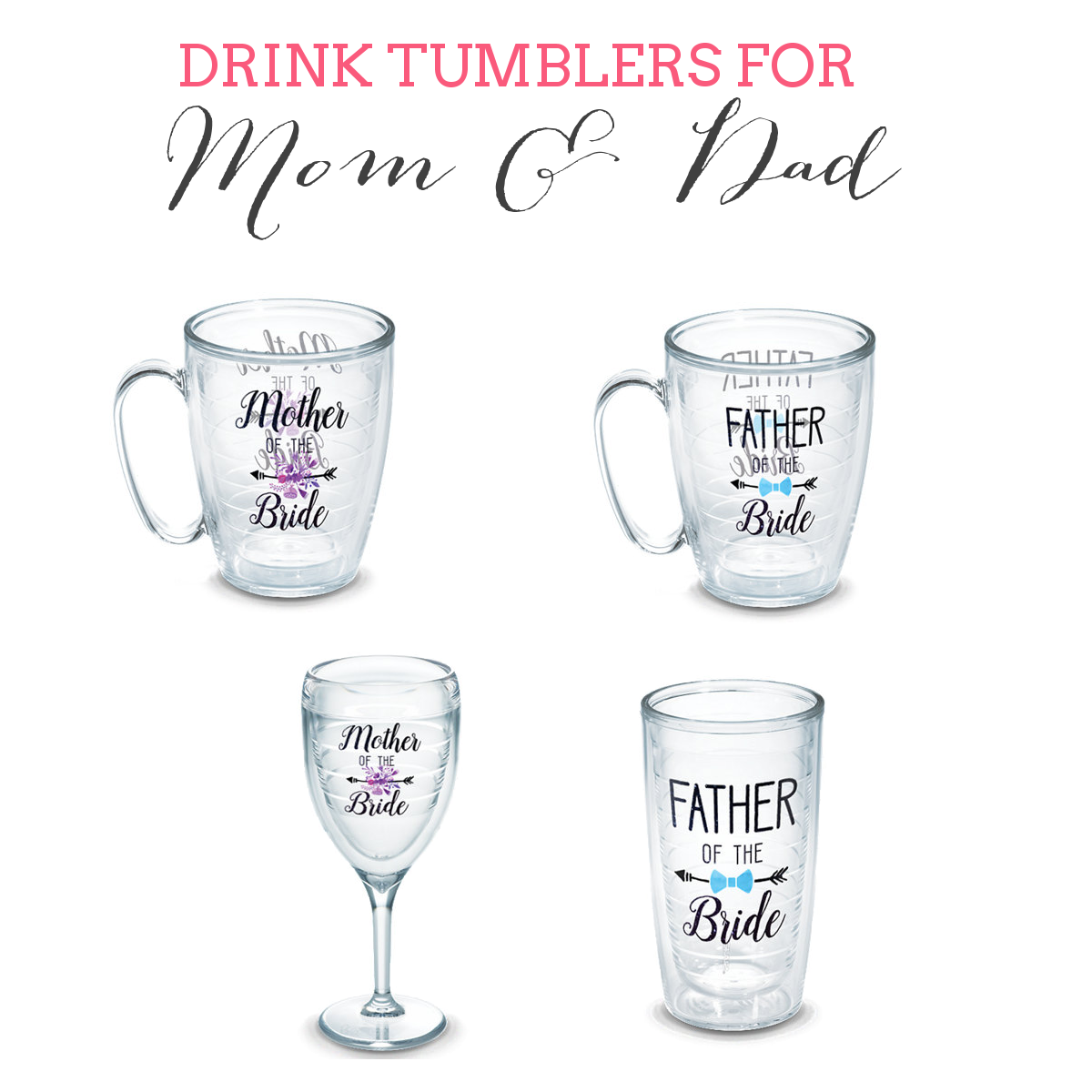 personalized tumblers for bridesmaids, groomsmen, parents