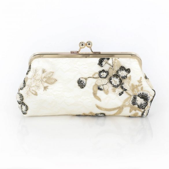 black, white and gold clutch purse by angee w