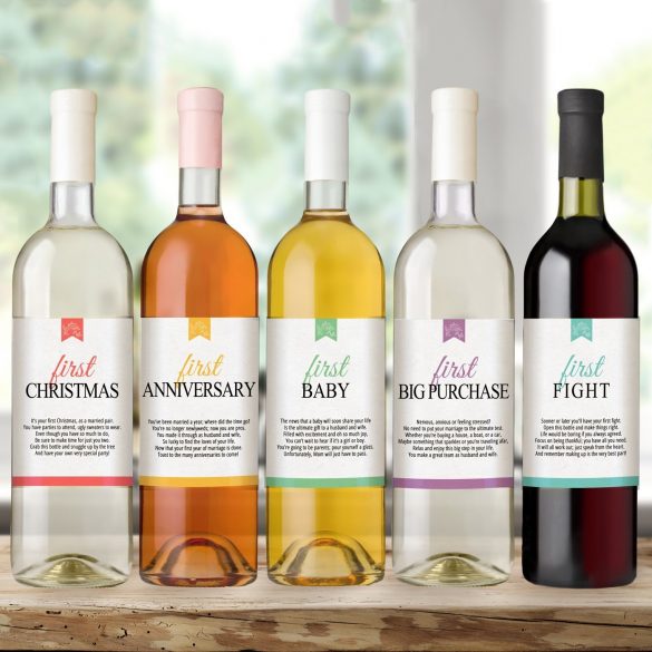milestone wine bottle labels // via basket of firsts gift idea