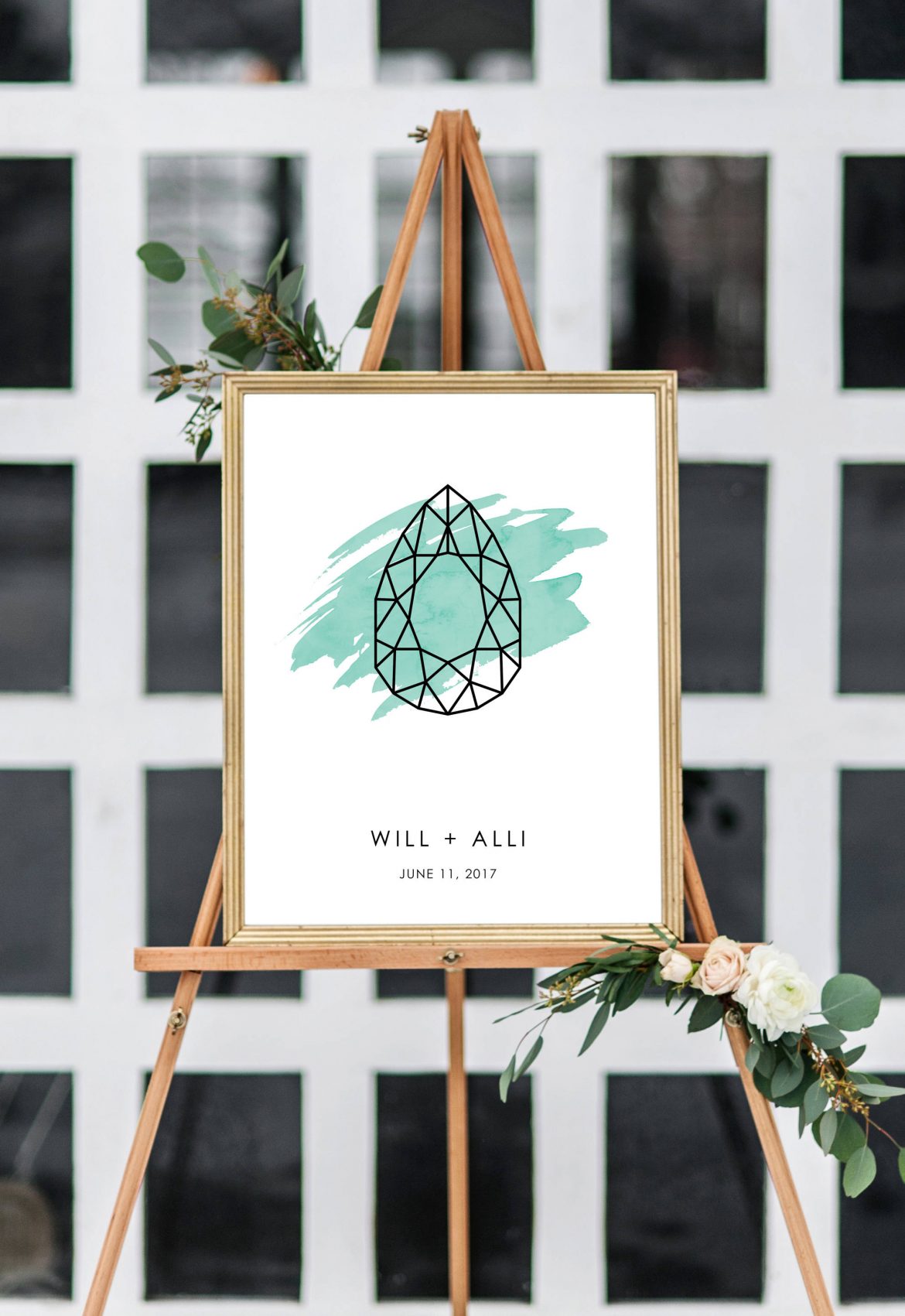 modern wedding welcome sign / guest book alternative by flutterbye prints via emmalinebride.com