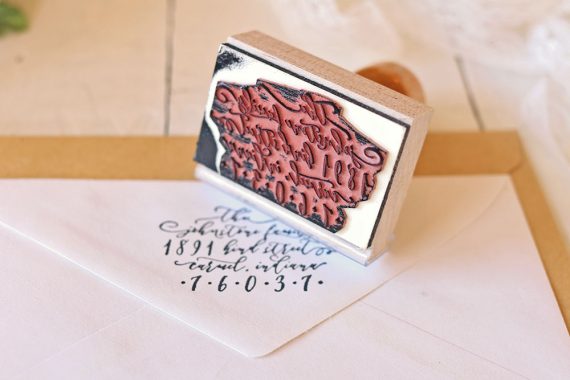 custom return address stamp wedding