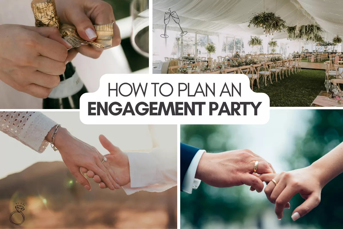 how to plan an engagement party with flowers, champagne, and elegant celebration details