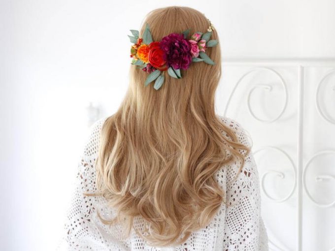 flower crown wedding hair