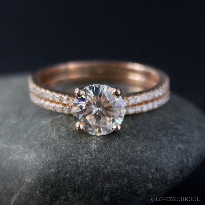 moissanite rose gold engagement rings