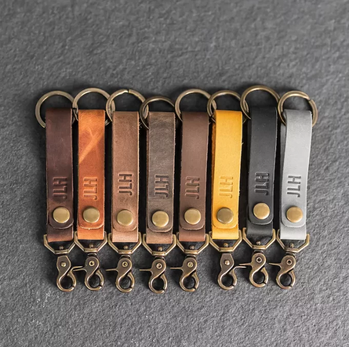 leather key fob keychain engraved